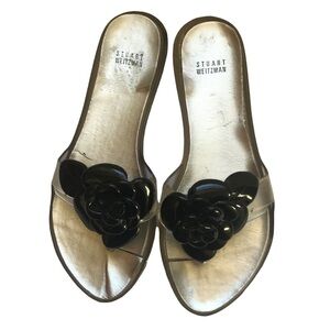 Stuart Weitzman Camellia Flower Bloom Jelly Sandals Mules Pool Slides Leather 10